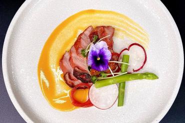 GOOSE BREAST WITH PASSION FRUIT SAUCE