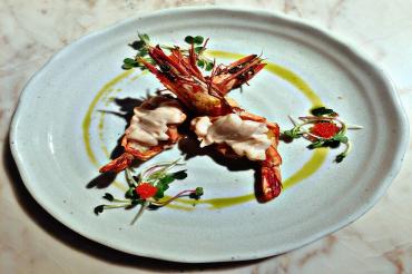 GRILLED SHRIMP WITH MENTAIKO SAUCE
