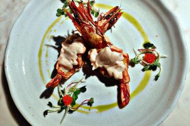 GRILLED SHRIMP WITH MENTAIKO SAUCE